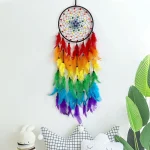 Dream Catcher Colorful Feather Handmade Wind Chimes Creative Living Room Bedroom Hanging Ornaments Wall Pendant Home Decorations 6
