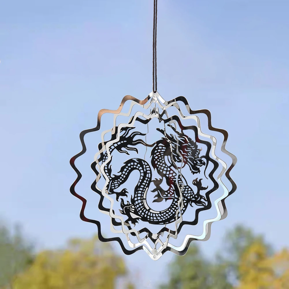 Dragon Sublimation Wind Spinner Metal Rotating Hanging Decoration Feng Shui Wind Catcher Bird Deterrent Nursery Farmhouse Decor 1