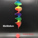 Colorful Wood Wind Chimes Rainbow Wind Spinner Mobile Chime Lawn Wind Spiral Party Home Decor Garden Ornament Decor DIY Pendant 1