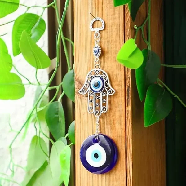 1 Pc Alloy Palm and Devil's Eye Charm for Car Pendant Home Wind Chime Hanging Outdoor Gardening Decoration Crafts 1