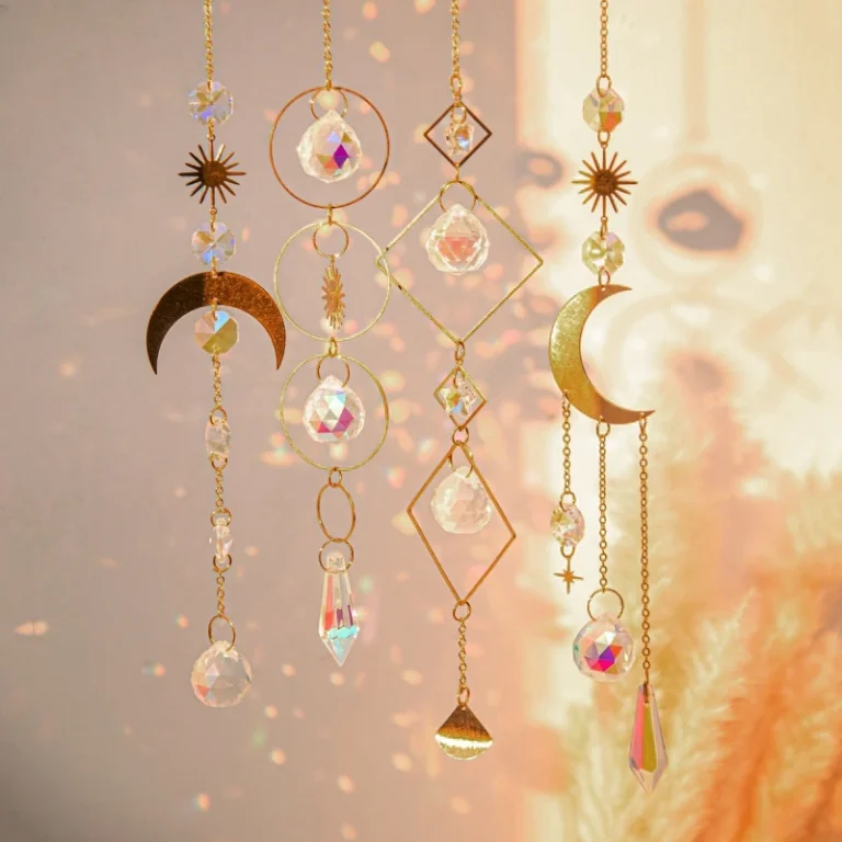 Crystal Suncatcher Moon Star Rainbow Sun Catcher Wind Chime Pendant Sun Catcher Pendants Outdoor Garden Yard Hanging Decor 1