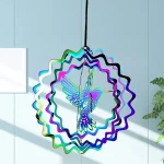 Gradient Color Wind Spinner Catcher Stainless Steel 3D Flowing Light Effect Wind Chimes Parts Outdoor Garden Yard Hanging Decor 3
