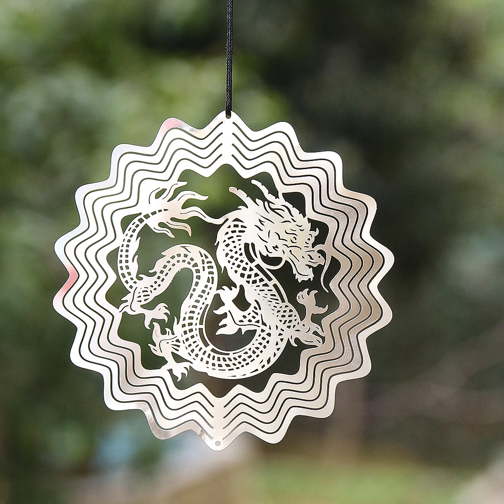 Dragon Sublimation Wind Spinner Metal Rotating Hanging Decoration Feng Shui Wind Catcher Bird Deterrent Nursery Farmhouse Decor 2