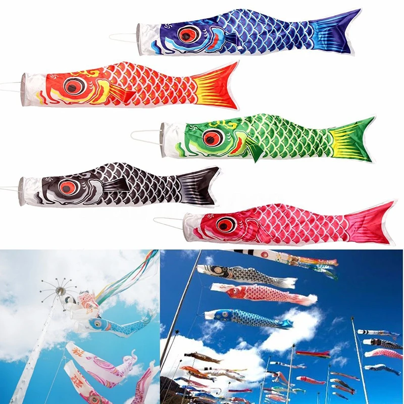 40/70/100cm Japanese Carp Spray Windsock Streamer Fish Flag Wind Chimes Hanging Decorations Yard Colorful Koinobori Kite 2