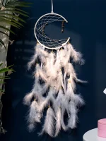 Moon Dream Catcher Feather Wind Chimes Hand-woven Wall Bedroom Hanging Ornaments Birthday Festival Gifts Home Decoration Crafts 6