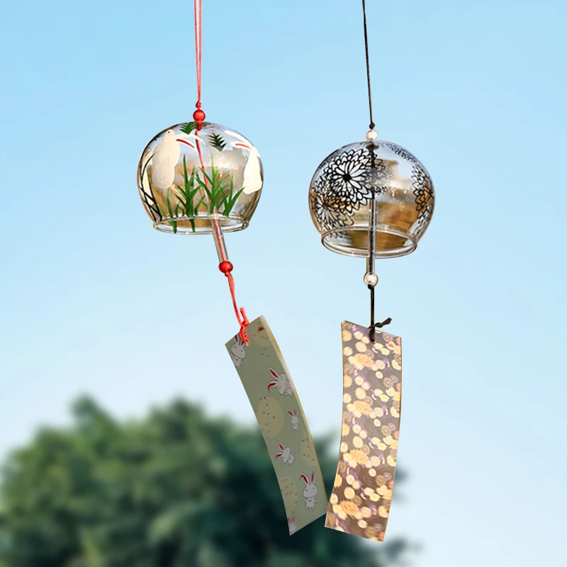 Japanese Sakura Glass Wind Chime Cherry Blossom Wind Bell Korean Kawaii Room Decor Hanging Decor Wind Chimes Outdoor 후우링 59