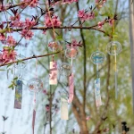 Japanese Sakura Glass Wind Chime Window Bell Cherry Blossom Wind Bell Korean Kawaii Room Hanging Decor Birthday Gift Outdoor 후우링 3