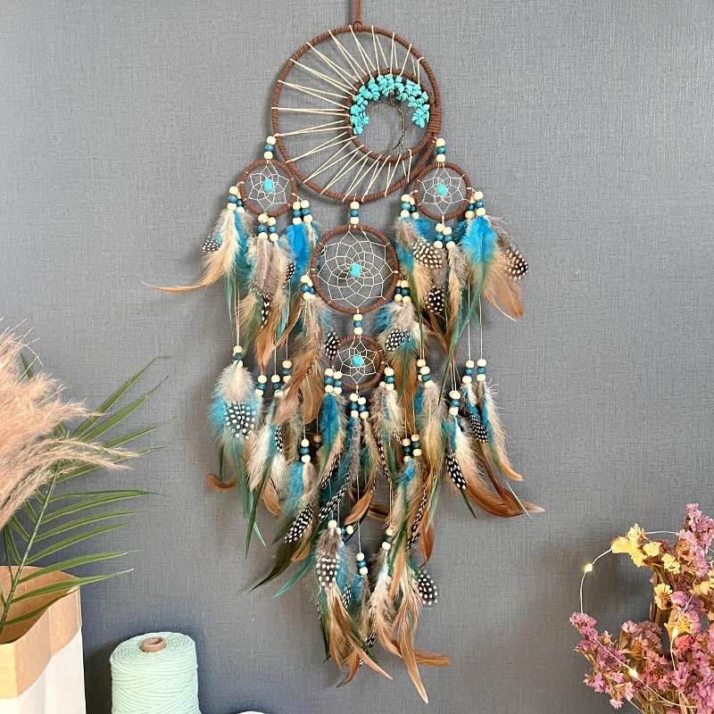 Dream Catcher Vintage Wind Chime Hanging Ornament Home Decor Indian Natural Stone Tree of Life Dream Catcher Wall Decor 1