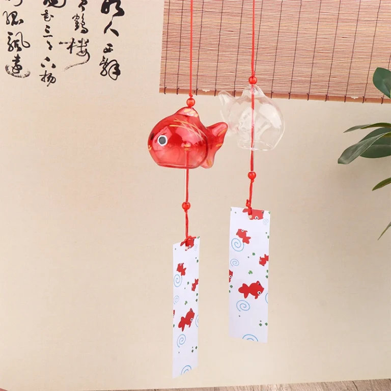 Wind Chime Chimes Japanese Glass  s Style Goldfish Garden Hanging Outdoor Decor Pendant Furin Decorative Fish Ornament 2