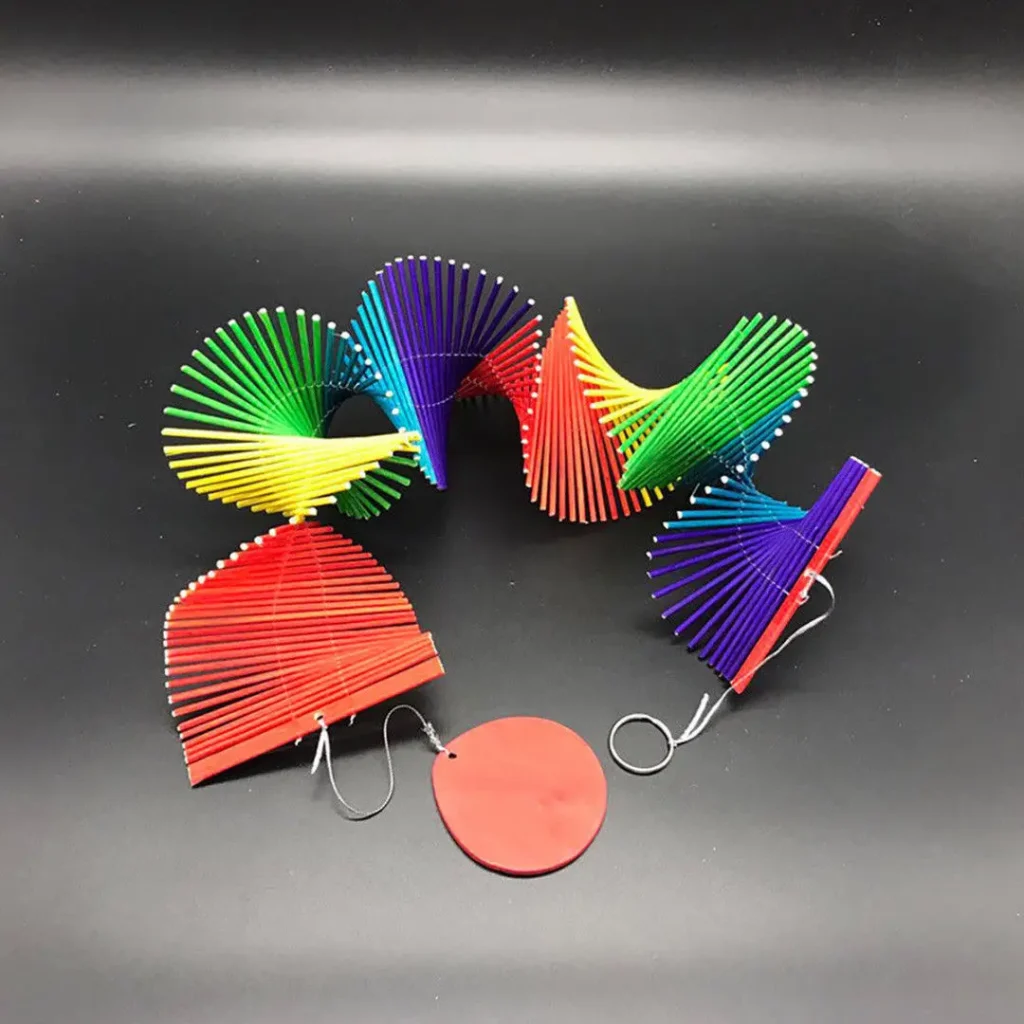 Colorful Wood Wind Chimes Rainbow Wind Spinner Mobile Chime Lawn Wind Spiral Party Home Decor Garden Ornament Decor DIY Pendant 2