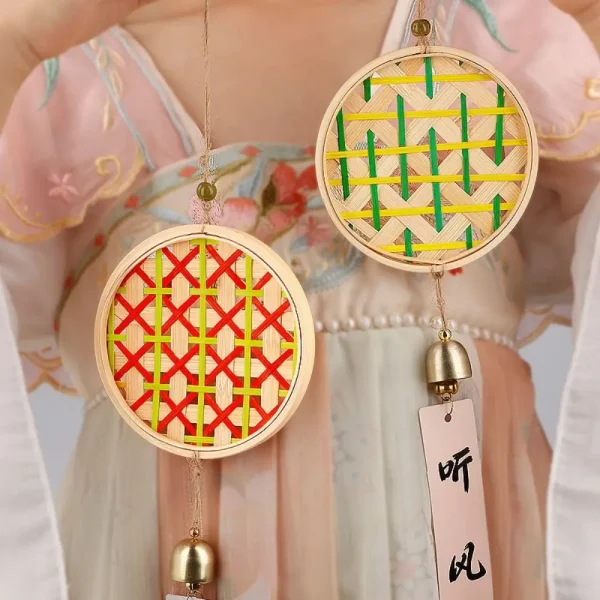DIY Bamboo Weaving Wind Chime Bell Ornament Handmade Window Hanging Ornament Material Package Accessories Garden Decoration 1