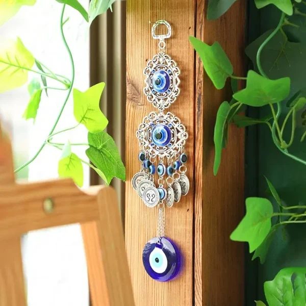 1 Pc Alloy Palm and Devil's Eye Charm for Car Pendant Home Wind Chime Hanging Outdoor Gardening Decoration Crafts 2