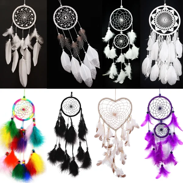 Handmade Silver Bead Dream Catcher Wind Chimes Indian Style Feather Pendant Dreamcatcher Creative Car Hanging Decoration 1