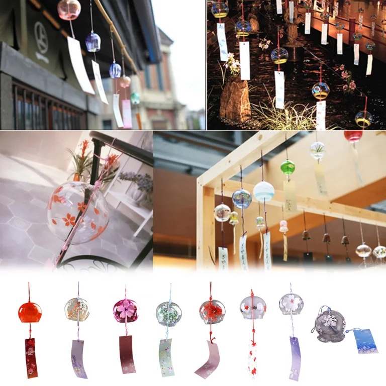 Japanese Style Cherry Blossom Wind Chimes Romantic Flower Blossom Small Wind Bells Decoration Home Glass Japan Styles Pendant 2