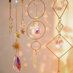 Crystal Suncatcher Moon Star Rainbow Sun Catcher Wind Chime Pendant Sun Catcher Pendants Outdoor Garden Yard Hanging Decor 5