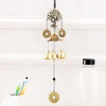 Metal Wood Money Tree Wind Chimes Bell Good Lucky Home Garden Outdoor Indoor Wall Hanging Use Elegant Sound Decorations 6