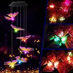 Solar Hummingbird Wind Chimes Light, Outdoor Decor,Yard Decorations, Memorial Wind Chimes, Halloween Decorations Lights Outdoor 2