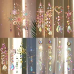 Crystal Diamond Moon Sun Catcher Butterfly Lotus Rainbow Christmas Decoration Home Garden Decoration Wind Chime 1