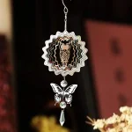 3D Kinetic Wind Spinner Hanging Crystal Suncatcher Wind Chimes Glass Pendant Mirror Reflective Bird Deterrent Garden Yard Decor 4