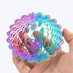 Gradient Color Wind Spinner Catcher Stainless Steel 3D Flowing Light Effect Wind Chimes Parts Outdoor Garden Yard Hanging Decor 4