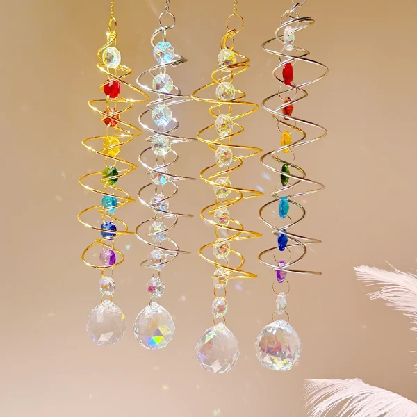 1pc 3D Gazing Ball Spiral Hanging Decoration Rainbow Maker Hanger Suncatcher Wind Chime Hanging Decoration 1