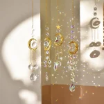 1 Piece Crystal Wind Chime Suncatcher Bedroom Balcony Patio Sun Moon Prism Pendant Good Home Decorations 1