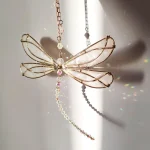 Creative Metal Wing Dragonfly Crystal Suncatcher Garden Wind Chimes Butterfly Home Decor Window Car Ornaments 3