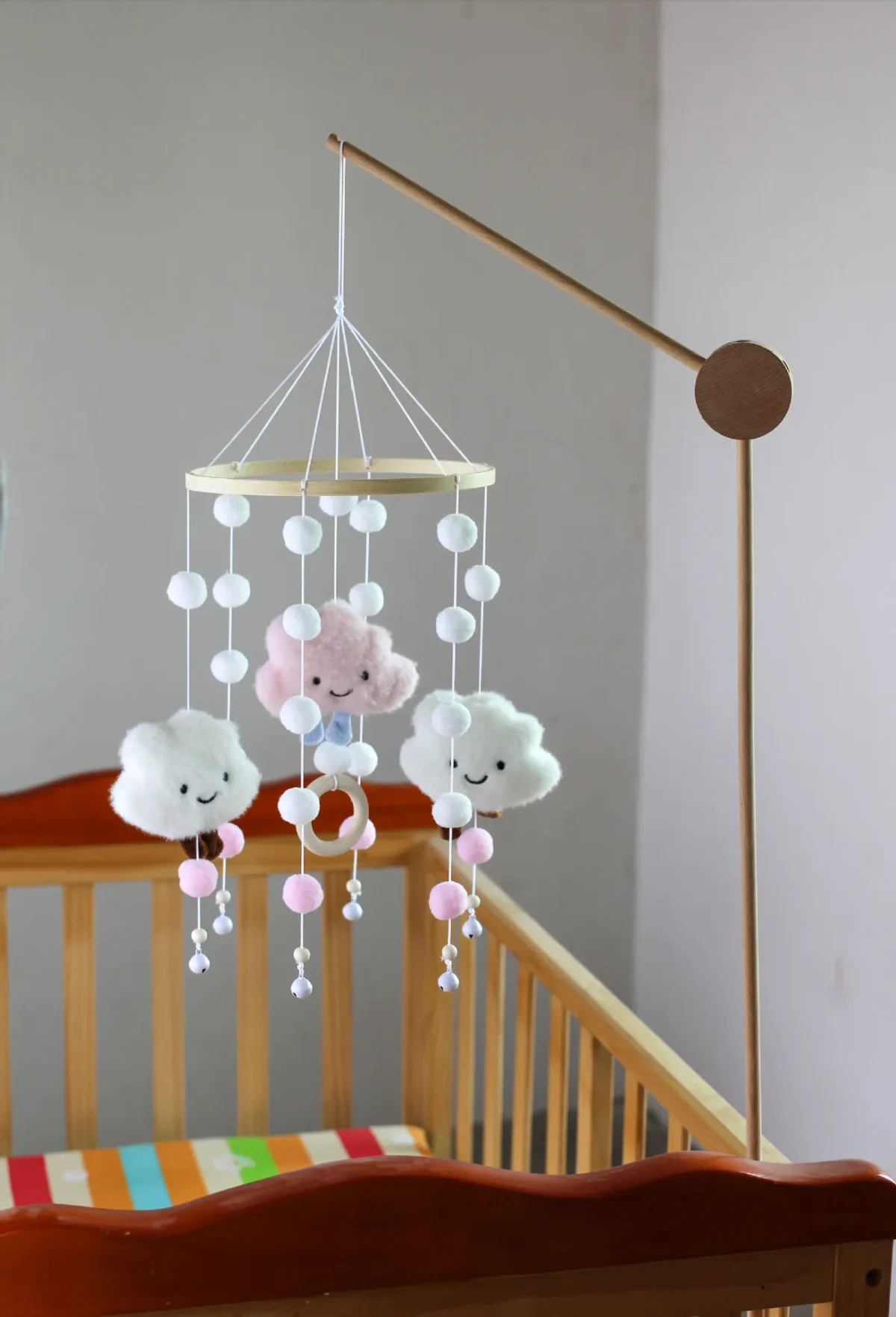 Cloud Hair Ball Wind Chime Bed Bell Baby Bed Decoration Pendant Children's Room Wall Decoration Pendant Children Wall Decoration 2