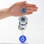 1 Pc Alloy Palm and Devil's Eye Charm for Car Pendant Home Wind Chime Hanging Outdoor Gardening Decoration Crafts 3