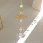 1Pc Lotus Crystal Wind Chime Charms Made Of Metal And GlassFor Home Light Gathering Decoration OutdoorGarden Sun Catchers Crafts 3