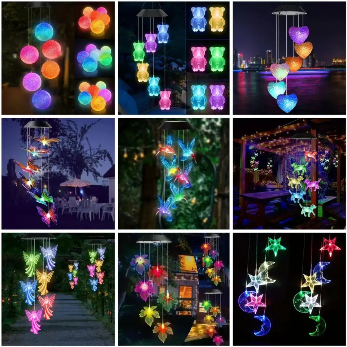 Solar Hummingbird Wind Chimes Light, Outdoor Decor,Yard Decorations, Memorial Wind Chimes, Halloween Decorations Lights Outdoor 1