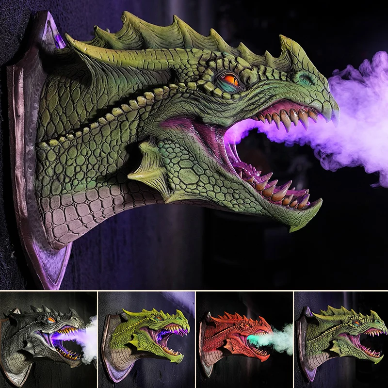 Hot Sale Wall Mounted Dinosaur Head Ornament Personalized Latex Furnishings for Home Living Room Bedroom Decoration Wind Chimes 1