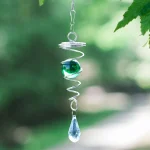 Rotating Spiral Tail Wind Spinner Chimes Crystal Glass Ball Pendant Pendulum Garden Nursery Window Hanging XMS Tree Decorations 3