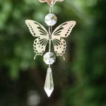3D Kinetic Wind Spinner Hanging Crystal Suncatcher Wind Chimes Glass Pendant Mirror Reflective Bird Deterrent Garden Yard Decor 6
