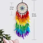 Dream Catcher Colorful Feather Handmade Wind Chimes Creative Living Room Bedroom Hanging Ornaments Wall Pendant Home Decorations 2