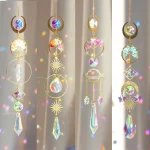 Crystal Diamond Moon Sun Catcher Butterfly Lotus Rainbow Christmas Decoration Home Garden Decoration Wind Chime 6