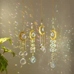 1 Piece Crystal Wind Chime Suncatcher Bedroom Balcony Patio Sun Moon Prism Pendant Good Home Decorations 3
