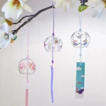 Japanese Sakura Glass Wind Chime Cherry Blossom Wind Bell Korean Kawaii Room Decor Hanging Decor Wind Chimes Outdoor 후우링 4