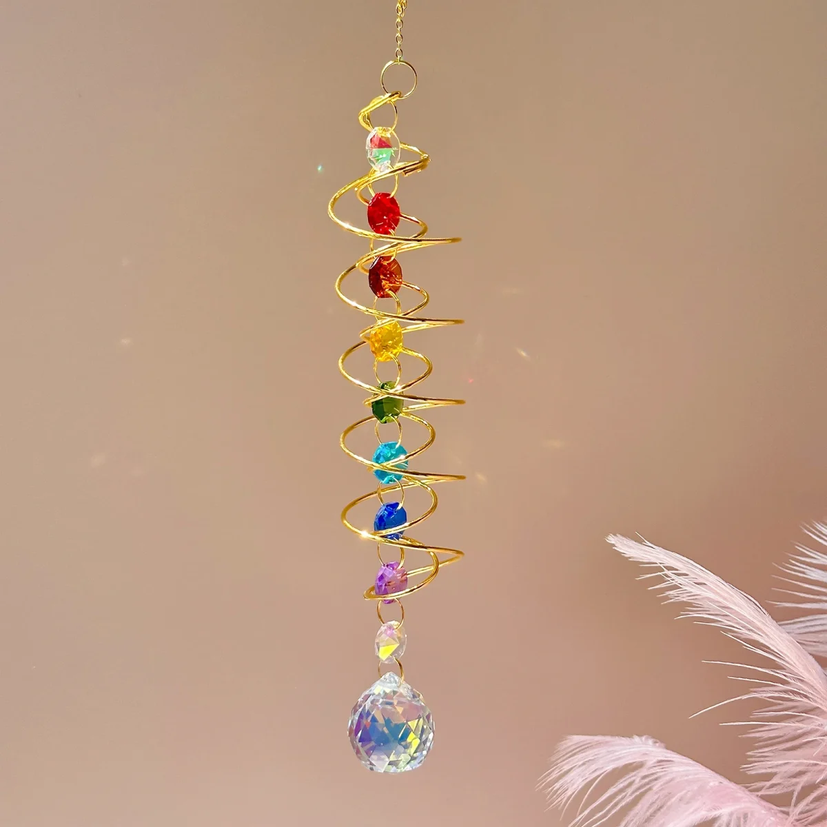 1pc 3D Gazing Ball Spiral Hanging Decoration Rainbow Maker Hanger Suncatcher Wind Chime Hanging Decoration 3