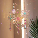 Crystal Diamond Moon Sun Catcher Butterfly Lotus Rainbow Christmas Decoration Home Garden Decoration Wind Chime 3