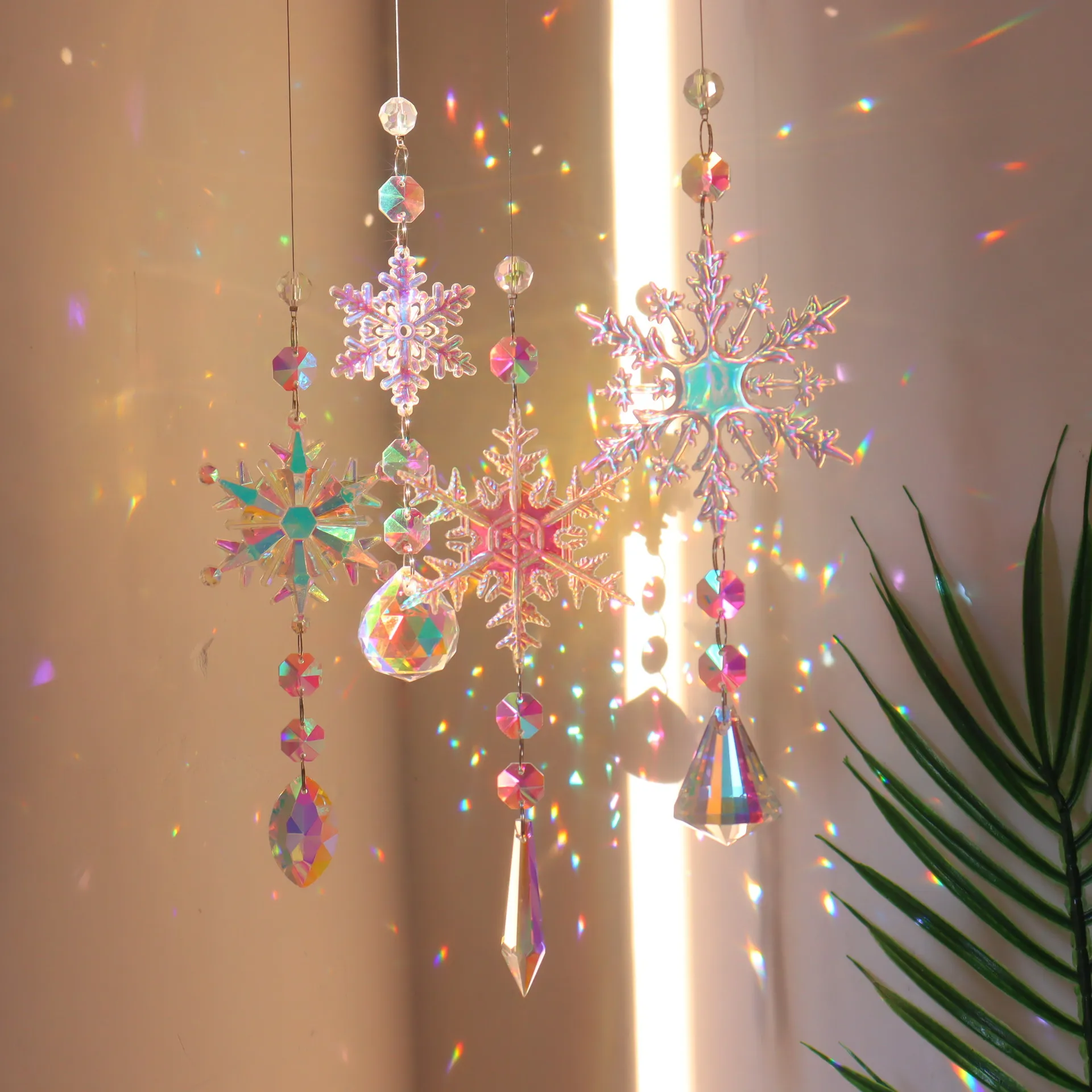 Crystal Diamond Moon Sun Catcher Butterfly Lotus Rainbow Christmas Decoration Home Garden Decoration Wind Chime 3