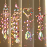 Crystal Diamond Moon Sun Catcher Butterfly Lotus Rainbow Christmas Decoration Home Garden Decoration Wind Chime 4