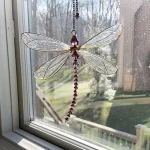 Creative Metal Wing Dragonfly Crystal Suncatcher Garden Wind Chimes Butterfly Home Decor Window Car Ornaments 4