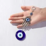 1 Pc Alloy Palm and Devil's Eye Charm for Car Pendant Home Wind Chime Hanging Outdoor Gardening Decoration Crafts 6