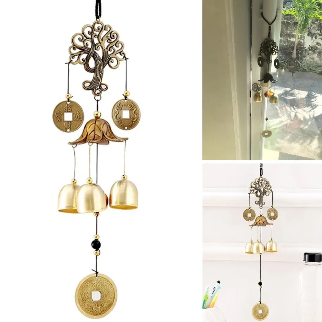 Metal Wood Money Tree Wind Chimes Bell Good Lucky Home Garden Outdoor Indoor Wall Hanging Use Elegant Sound Decorations 1