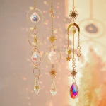 Crystal Suncatcher Moon Star Rainbow Sun Catcher Wind Chime Pendant Sun Catcher Pendants Outdoor Garden Yard Hanging Decor 3