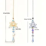 1PcMetalLotusandArtificial Crystal Suncatcher Charm Handmade Applicable Home Wind Chime Pendant Outdoor Garden Plant Decoration 4