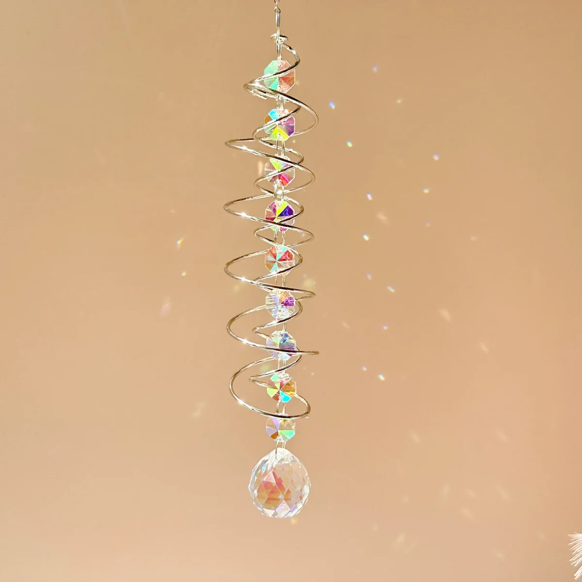 1pc 3D Gazing Ball Spiral Hanging Decoration Rainbow Maker Hanger Suncatcher Wind Chime Hanging Decoration 5