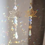 Crystal Diamond Moon Sun Catcher Butterfly Lotus Rainbow Christmas Decoration Home Garden Decoration Wind Chime 2