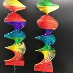 Colorful Wood Wind Chimes Rainbow Wind Spinner Mobile Chime Lawn Wind Spiral Party Home Decor Garden Ornament Decor DIY Pendant 6